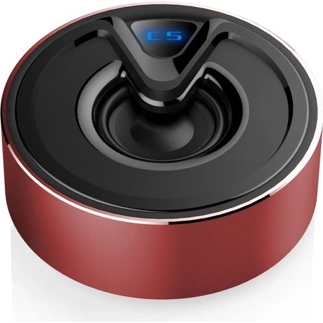 Mini enceinte Bluetooth (rouge), portable, en métal, puissante avec basses profondes, compatible TWS (1/3)
