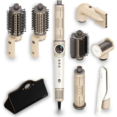 Cecotec Brosse soufflante multifonction avec 8 accessoires AirGlisse 8in1 Champagne. 1400 W, 110 000 tr/min