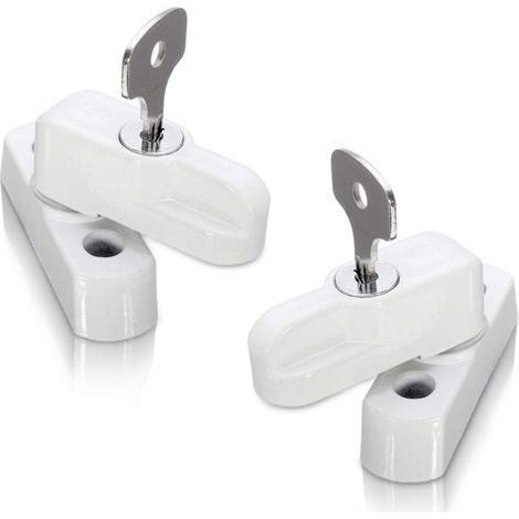 Bloqueurs de porte et de serrures de fenêtre pour portes, fenêtres en PVC et pour portes françaises, bloqueurs de châssis pour portes et fenêtres à double vitrage (Lot de 2, blanc) (1/5)