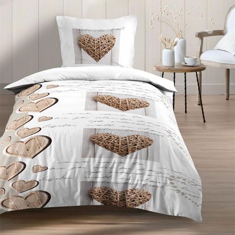 Parure de lit Charming Naturel  140 x 200 cm  100 % coton