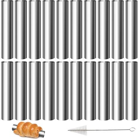 21 Pièces Cannoli Moule Cannoli Tube Inoxydable 12 x 2 cm Avec Brosse de Nettoyage Antiadhésif Tubes Cannoli Moules Pour Cornes à Crème (1/5)