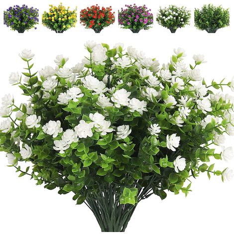 Fleurs Artificielles - Lotus Extérieur UV Résistant - Hauteur 35 cm - Pour Jardin, Terrasse, Porche, Intérieur - 8 Faisceaux (1/5)