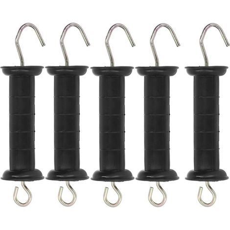 Lot de 5 poignées de portail de clôture avec ressort - Poignée de portail électrique - Accessoires de clôture électrique - Grand crochet de fixation pour clôture électrique (1/5)