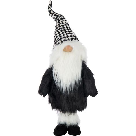 Père-Noël Déco "Pied-de-Poule" 91cm Noir & Blanc (1/2)