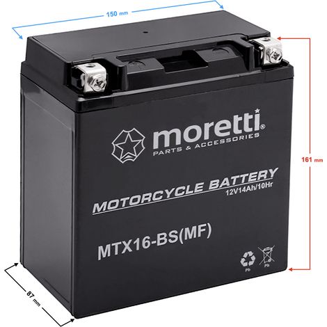 Batería Moretti AGM (Gel) MTX16 (1/2)