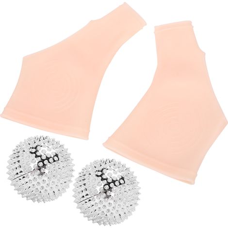 Gants pouce avec attelle poignet silicone, manchon de soutien magnétique, boule de massage anti-fasciite plantaire, lot de 2, noir, taille unique (1/5)