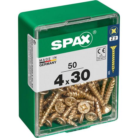 Boîte 50 Unités. Vis A Bois Spax Cab. Plat Yellox 4.0x30mm Spax (1/2)