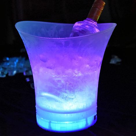 Cubiteras LED, Cubitera LED que cambia de color para champán/vino/cerveza, Acrílico con iluminación degradada de 7 colores para el hogar/bar/KTV (1/4)