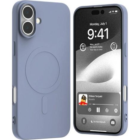 Funda Mercury MagSafe de silicona semipermanente para iPhone 16 Plus de 6,7 pulgadas, color lavanda.