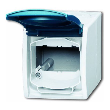Busch-Jaeger Alloggiamento vuoto con campo di marcatura con coperchio a cerniera grigio/verde-azzurro - ocean® (1758 WN-53), 2CKA001724A2751