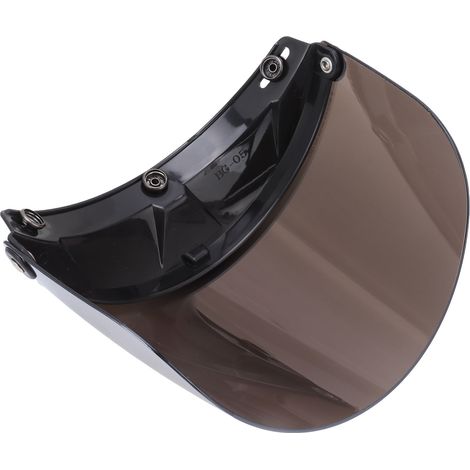 Abnehmbares silbernes Motorradhelmvisier mit Metallknopf, einstellbarem UV-Schutz und Metallverschlussknopf. (1/5)