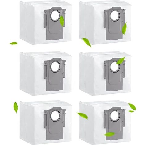 Lot de 6 sacs à poussière pour Roborock S8 S8+/S8 Pro Ultra/ S7 MAXV Ultra/ Q7 MAX/ Q7 MAX+/ S7 Pro Ultra/Q5+ Sacs d'aspirateur Station d'aspiration Sacs de rechange Accessoires Pièces de (1/5)