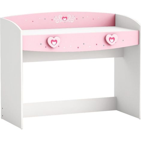 Bureau 1 tiroir Anastasia rose et blanc (1/3)