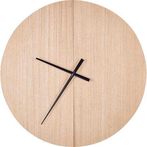 Reloj de pared clásico con forma oval hecho en MDF acabado madera clara 60 cm Cabic (1/5)
