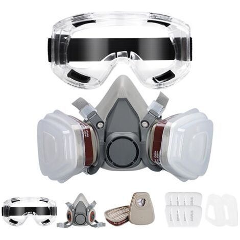 FENOPLASTICAMasque de Protection, Respiratoire Réutilisable avec Filtres et Lunette Anti poussière Anti gaz pour Peinture Poussière Particules Polissage Ponçage Soudage Bricolage Protection de Travail (1/5)