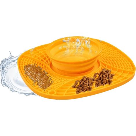 Langsame Futter-Schüssel für Hunde, Interaktives Design, Fördert gesundes Essen, GELB (1/2)