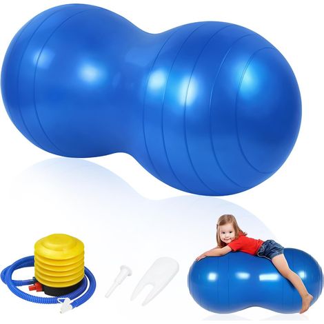 Peanut Fitness Ball, Peanut Ball for Children, Yoga Exercise Ball with Inflatable Foot Pump, Anti-Explosion, for Yoga, Pilates, Therapy, Pregnancy - 90 x 45cm (1/5)