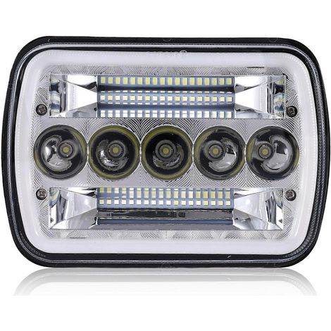 Luces LED de 5x7 haces y 7x6 haces con luces de carretera/cruce y luces LED (DRL) para Jeep Cherokee XJ y Wrangler YJ. (1/5)