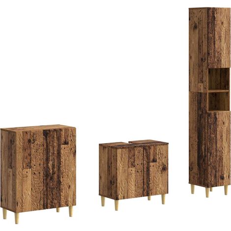 Maison Exclusive - Set di armadietti da bagno in 3 pezzi DELFT Legno antico (1/5)