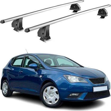 OMAC Aluminium Dachträger Querträger für Seat Ibiza IV 2008-2017 – TÜV / DIN 75302:2019 – Abschließbar – T-Nut – Max. 75 kg – 2 Stangen – Silber (1/5)