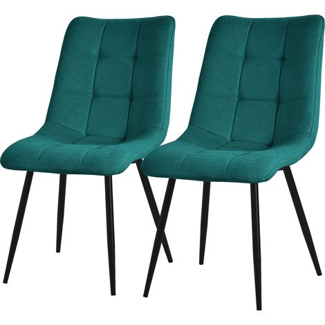 ML-Design Esszimmerstühle 2er Set Petrol, Wohnzimmerstühle mit Stoffbezug & schwarzen Metallbeinen, Küchenstühle mit Rückenlehne, Polsterstühle für Esszimmer Wohnzimmer Küche Büro, Gepolsterte Sessel