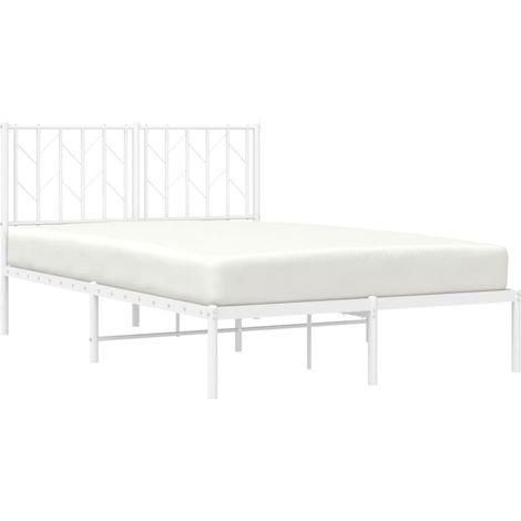 Cadre de lit métal sans matelas et tête de lit blanc 120x190 cm vidaXL (1/5)