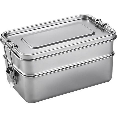 Boîte à lunch en acier inoxydable à double compartiment, boîte bento pour étudiants, boîte de rangement pour collations, boîte de rangement étanche pour fruits (1/5)