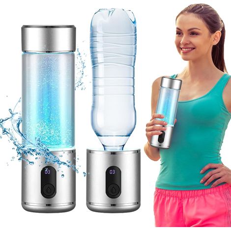 Bouteille D'eau Hydrogène, 9000 PPB Générateur d'hydrogéné avec Technologie SPE et PEM, Eau Riche en Hydrogène en 5 Minutes, 300ml Portable Bouteille d'eau Hydrogène pour Sport, Voyages le Cadeaux (1/5)