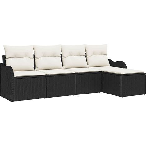 Maison Exclusive - Gartensofa-set Schwarz Poly-Rattan