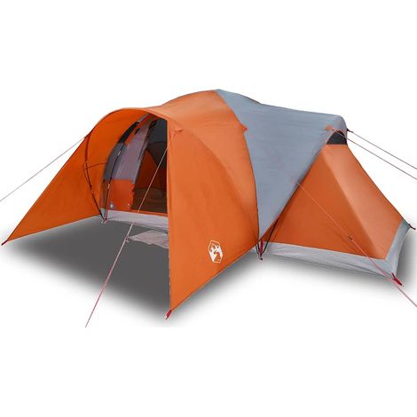 vidaXL Tienda familiar con cúpula impermeable 6 personas gris naranja (1/2)