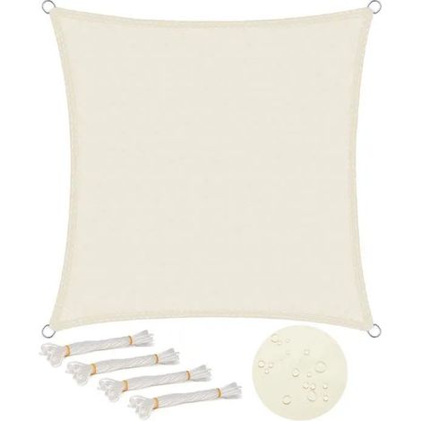 Voile d'ombrage carré 2x2 m Imperméable Anti 93% UV résistant à l'eau Protection Contre Le Vent Polyester avec YYV (1/4)