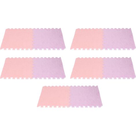 Plush Foam Interlocking Floor Carpet Soft Non Slip Cuttable Interlocking Rug Floor Mat for Living Room Bedroom Purple 5 Pieces Pink 5 Pieces (1/5)