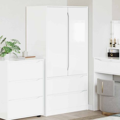 vidaXL Kleiderschrank Hochglanz Weiß 79,5 x 49 x 156 cm Holzwerkstoff (1/5)