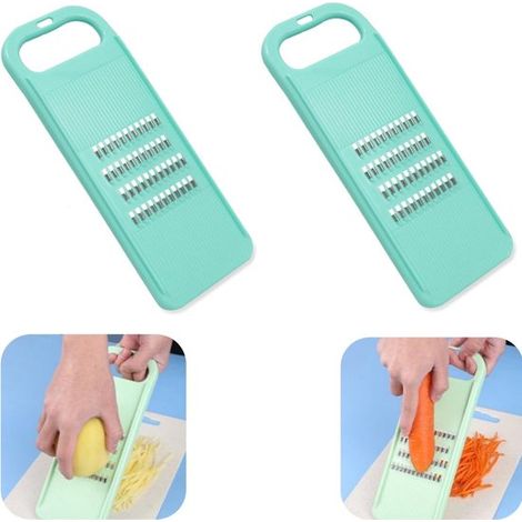 Râpes en inox lot de 2 - râpes à carottes, légumes et concombre pour cuisine, vert, 10 x 26,5 cm (1/5)