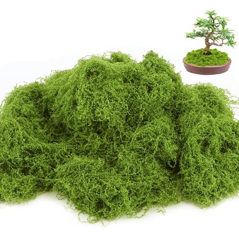 Künstliches Moos – 200 g – Nylon – Wand- und Blumendekoration – für drinnen und draußen – Dunkelgrün (1/5)