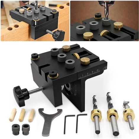 3-in-1 6/8/10/15 mm pocket hole positioning template kit with positioning clip, adjustable drill guide, punch locator for furniture (1/4)