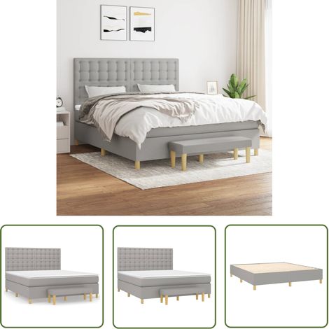 The Living Store Boxspringbett mit Matratze Hellgrau 160x200 cm Stoff - Boxspringbett - Doppelbett - Bettenrahmen - Schlafsofa - Wohnzimmersofa (1/5)