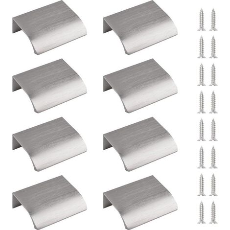 Finger Side Pull, 8pcs Hidden Handle Modern Style Drawer Handle, Invisible Handle Aluminum Alloy Cabinet Hardware Drawer Cabinet Handle, 50mm / Brushed Nickel (1/5)