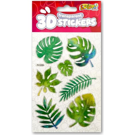 Pegatinas 3D transparentes de hojas verdes