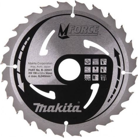 Makita B-32041 M-Force Lama TCT per sega circolare 190x30 mm per legno