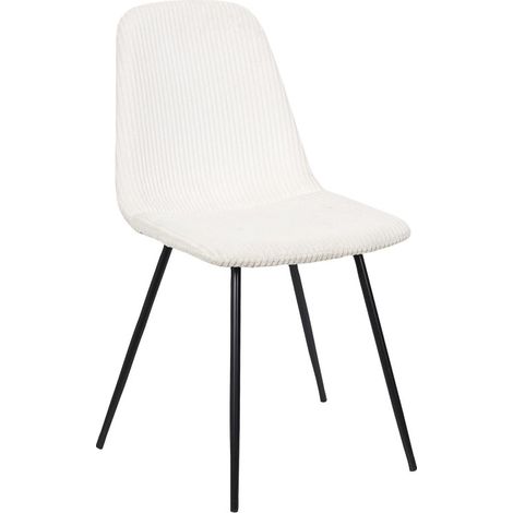Chaise en Velours Côtelé Blanc et Piètement en Métal Noir - Chaise de Salon, Salle à Manger - Livraison gratuite (1/5)