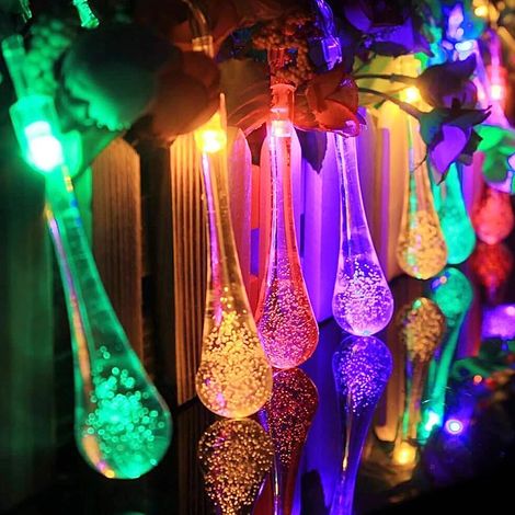 Wasserdichte LED-Solar-Lichterkette, 50 Lichter, 7 Meter, 8 Modi, Kristall, mehrfarbig, Außendekoration (1/5)