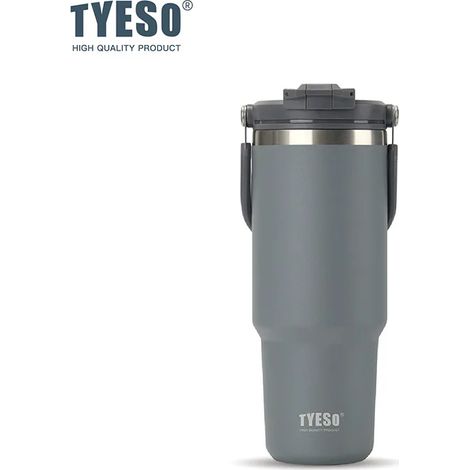 Mug isotherme grande capacité (gris, 1050 ml) avec anse, mug à café double usage, gobelet à glace en acier inoxydable