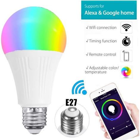 NEUFU Smart Ampoule E27 7W Sans Fil WiFi Lampe Lumière RGB Pour Echo Alexa Google Home (1/4)