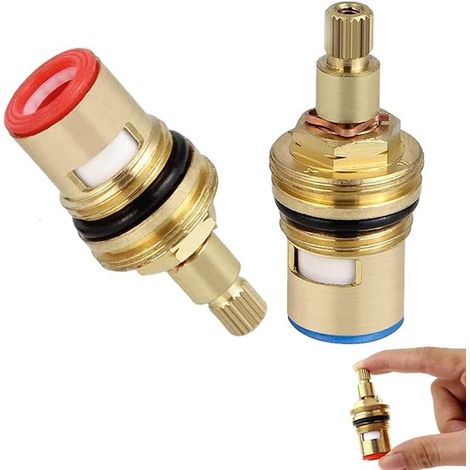 2 Keramikscheibenköpfe, Ersatzarmaturen aus Messing und Keramik, 1,2 Zoll Vierteldrehung, Kartuschen für Armaturen, Bad, Küche, Haushalt (1/5)
