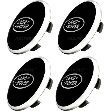 Enjoliveur de moyeu avec logo central 62 mm en ABS compatible avec les accessoires Land Rover (LR noir - noir)