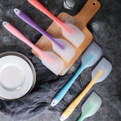 6pc-Spatule En Silicone Polyvalente - Semi-Transparente Pour Décoration De Gâteaux Et Pâtisserie, Indispensable En Cuisine (1/4)