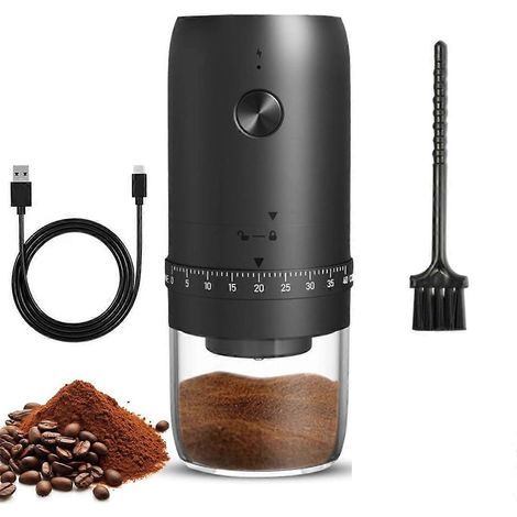Moulin à café électrique rechargeable par USB avec meule en céramique, portable pour la maison, le camping et les voyages. (1/5)