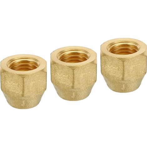 Brass Flare Plug, 1/4" Flare Female Flare Tube Fitting Nut Connector Adapter for HVAC Air Conditioner, Pack of 3 (1/5)