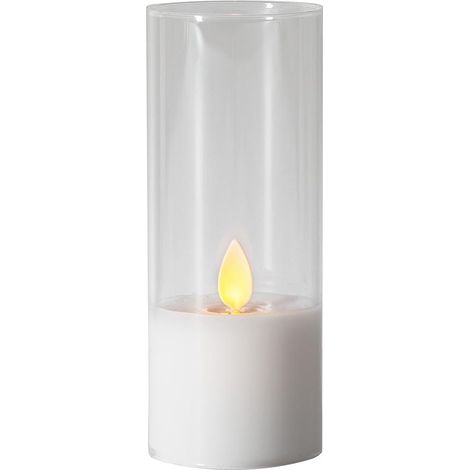 LED Windlicht ,M-Twinkle' mit Echtwachs-Kerze, flackernd, Batterie + Timer, H 12,5cm (1/4)